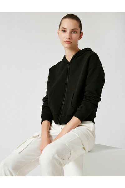

women's hoodies & sweatshirts koton women black sweatshirt 1 kal68806ik