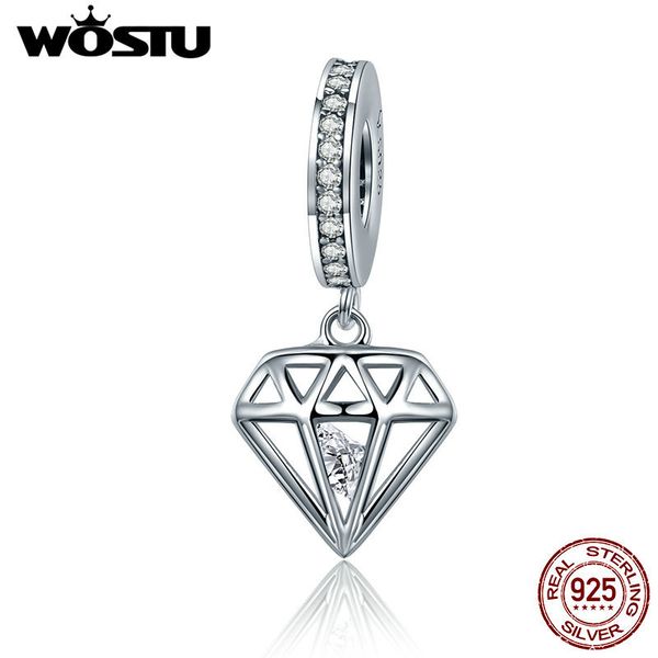 

wostu 925 sterling silver shining heart dangle beads fit original wst charm bracelet pendant diy jewelry gift cqc186 q0531, Black
