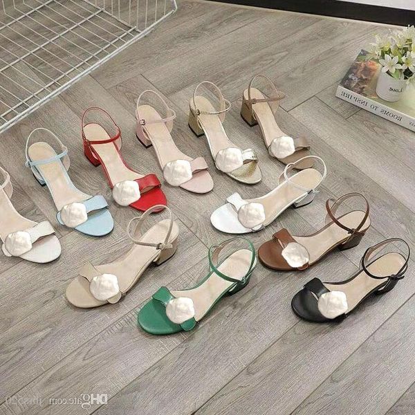 

box heels heeled fashion party sandals thick designer with work shoe leather high large lady metal belt buckle 5cm heel woman slqmh, Black