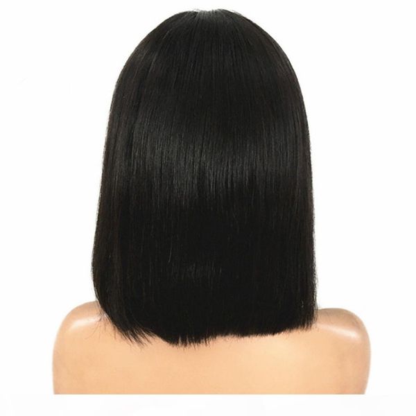 

bob wig remy vrigin 100% human hair front lace short natural color woman glueless brazilian malaysian with baby hair, Black;brown