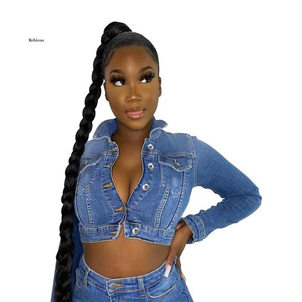 

women's jackets spring denim women jacket cropped button up long sleeve casual jean streetwear bomber coat female outwear, Black;brown