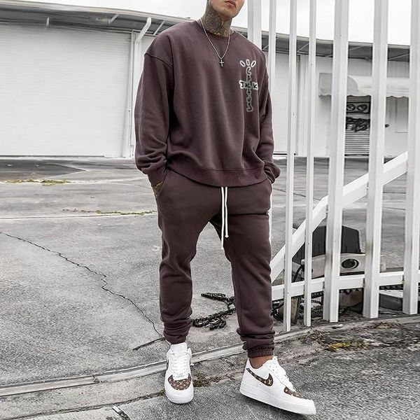 

jogging clothing men suit 2021 sweater men's trousers long sports and leisure two-piece ropa de hombre sweatsuit suits, Black;red
