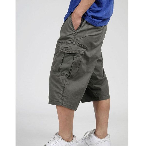 

summer style men baggy cargo cotton knee length pant casual trouser male large loose big size khaki xxl 3xl 4xl 5xl 6xl, White;black