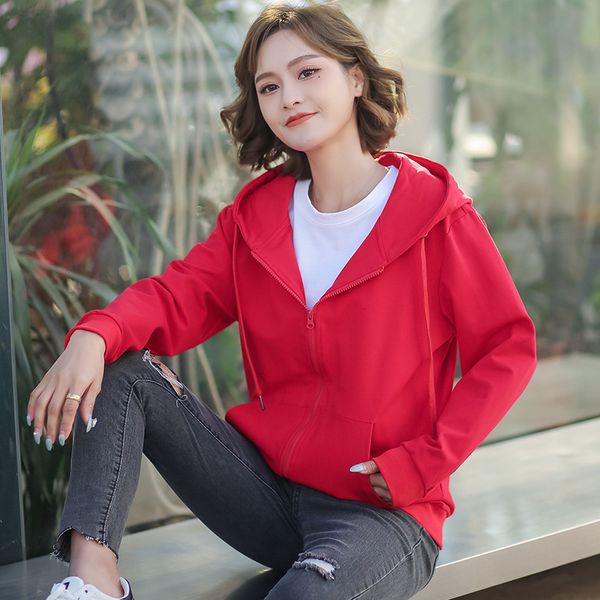 

luxury ets 2021 spring and autumn hooded sweater women's korean sports leisure versatile coat loose student cardigan zipper hoodie, Black;brown