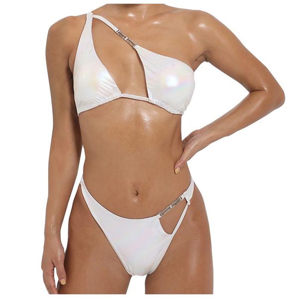 

bikini glittering color solid halter hollow stripper swimsuit women swimwear patchwork bikini swimsuit suit