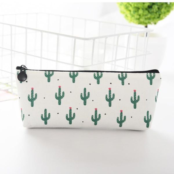 

pencil bags school case cactus large-capacity student zipper office supply gift stationery random pattern