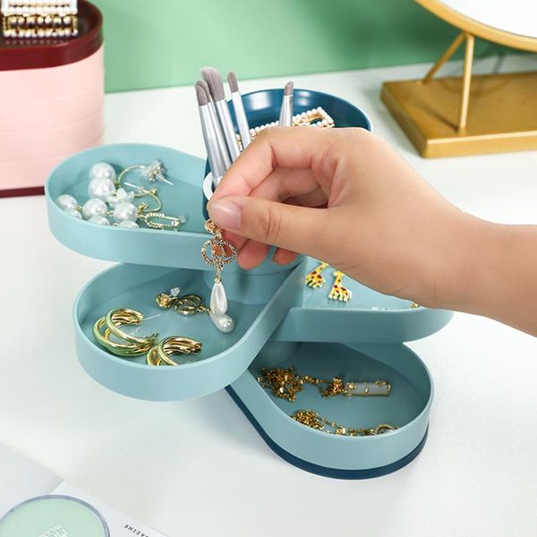 

storage boxes & bins rotatable jewelry organizer box portable tray case accessories for earrings necklaces bracelets cosmetic