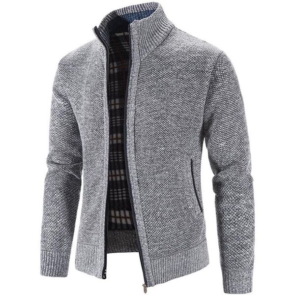 

men's jackets autumn and winter knitwear cardigan jacket plush thickened stand collar sweater, Black;brown