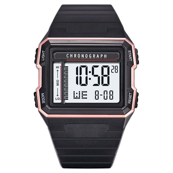 

wristwatches military sport mens watch fashion casual men's watches electronic clock led waterproof square digital montre homme, Slivery;brown