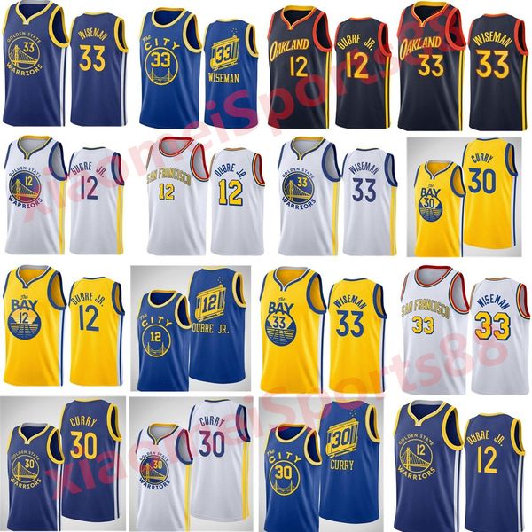 

2020-21 New Men Women Kids Youth Kelly 12 Oubre Jr. James 33 Wiseman Stephen 30 Curry Jersey Basketball City Navy Black Yellow Blue, Black;red