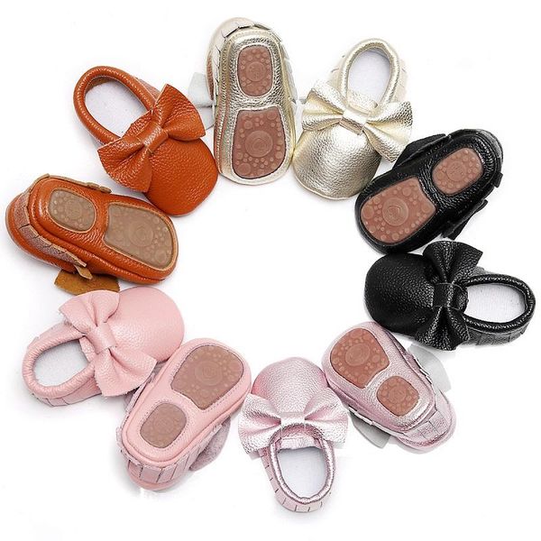 

first walkers genuine leather soft rubber bottom fringe bow baby shoes born moccasins walker boot for 0-24m