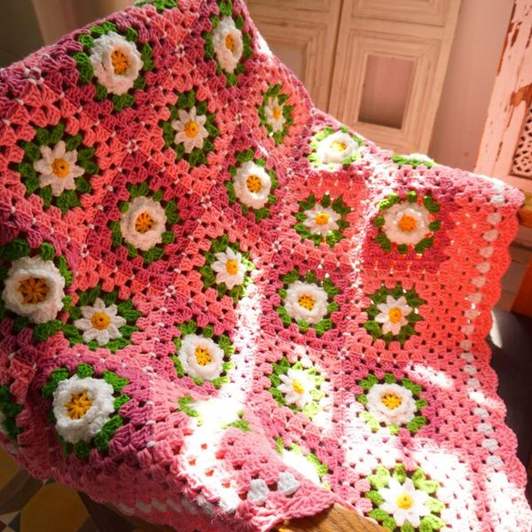 

blankets handmade crochet pink blanket home decor rustic couch sofa chair bed throw tables cover home&living gift