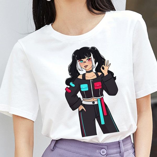 

women's t-shirt kawaii fashion app girl graphic t shirts summer clothes for women short sleeve tees streetwear harajuku aesthetic t-shi, White