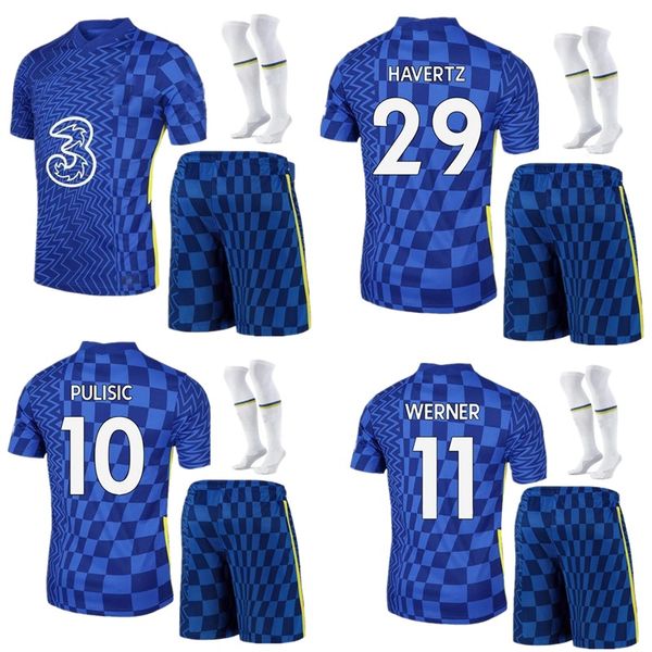

thailand 21/22 abraham werner havertz chilwell ziyech soccer jerseys 2021 2022 pulisic football shirt kante mount men sets kits, Black