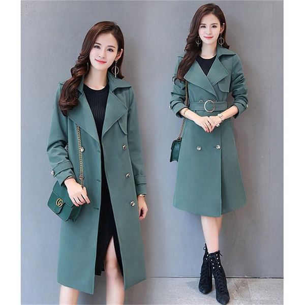 

women's trench coats windbreaker 5xl large size outwear spring autumn long double breasted casual elegant coat with belt, Tan;black
