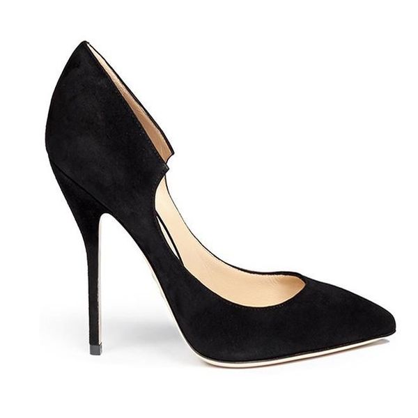 

dress shoes stunning2021 nv solid color dan elegant tong qin xie pointed pumps ol women's suede, Black