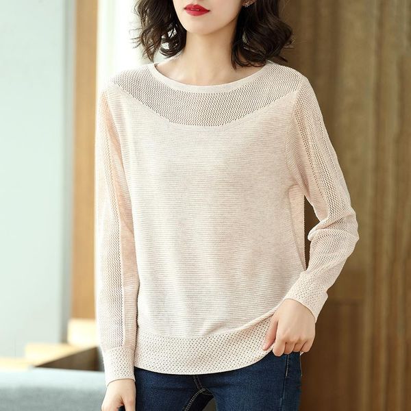 

women's sweaters knitwear sweater 2021 spring autumn thin round neck long-sleeved loose tide zde2235, White;black