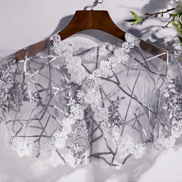 

scarves women's spring summer gray mesh pashmina female sunscreen lace shawl cloak r1806, Blue;gray