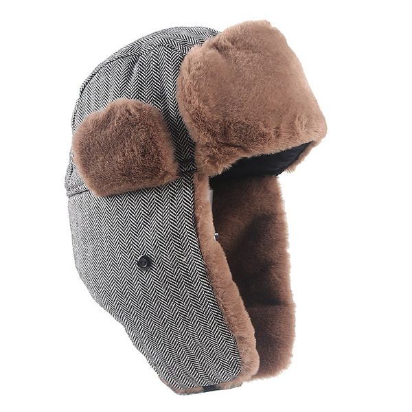 

winter men's hat with earflaps fashion autumn warm ushanka bomber hats men faux fur trapper hats pilot snow russian caps, Blue;gray