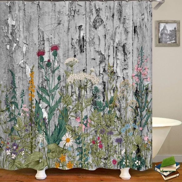 

shower curtains colorful flower leaf butterfly bathroom frabic waterproof polyester creativity art wood bath with hooks