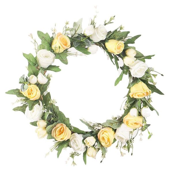 

rose lily flower wreath door wreath with green leaves for home front door hanging wedding wall window party decoration