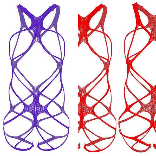 

nxy set 1pc gay bodysuit lingerie male underwear mesh large sleepwear uniform 1223, Red;black