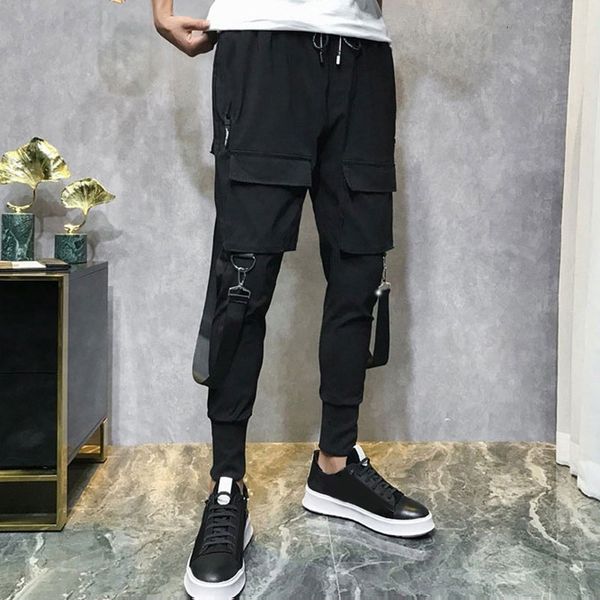 

tyle men new casual tooling multi-pocket mode comfortable broek ropa hombre, Black