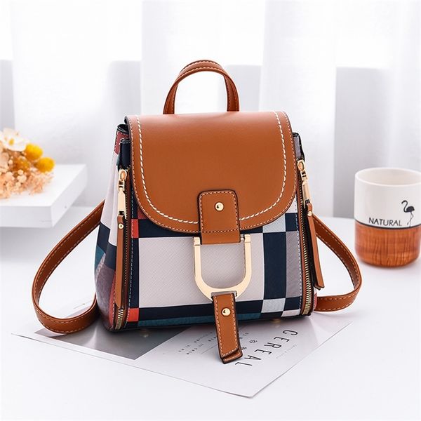 

women backpack with gift multiple using women grid backpacks female school bag girls travel bag purse 210303