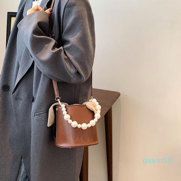 

evening bags 2021 fashion one-shoulder messenger bag western style pearl portable bucket casual personality design small female