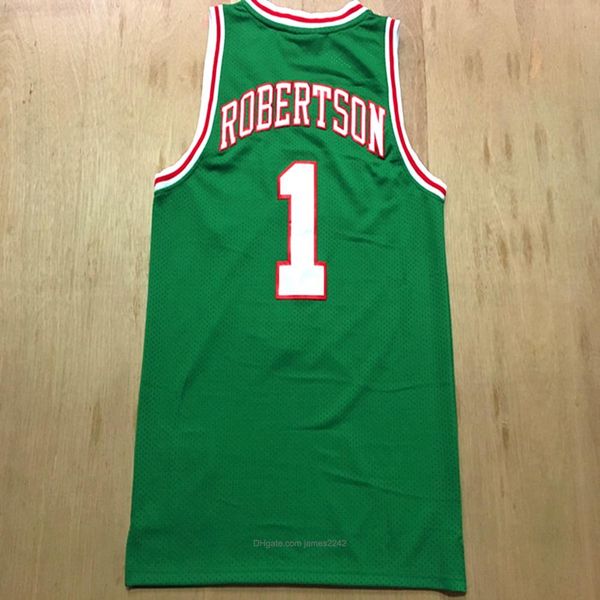 

selling jerseys college vintage 1# oscar robertson 1971-1972 green mens basketball jersey stitched mesh size s-2xl ing, Black;red