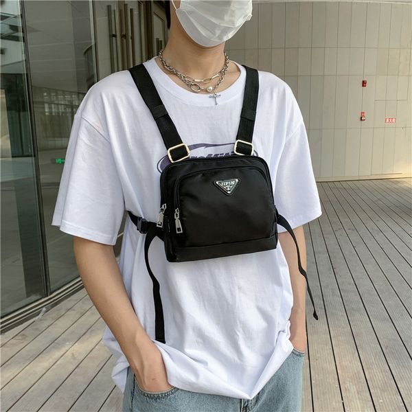 

70% factory store 2021 simple pure color nylon tactical vest personalized trendy brand fashion chest bag backpack