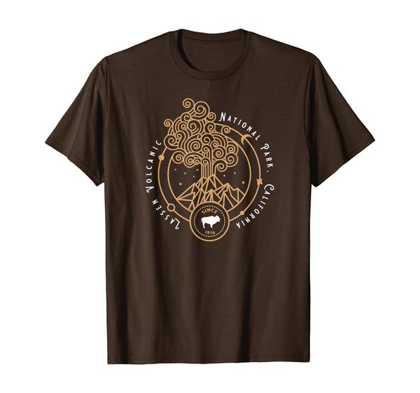 

lassen volcanic national park art bison volcano mountain t-shirt, White;black