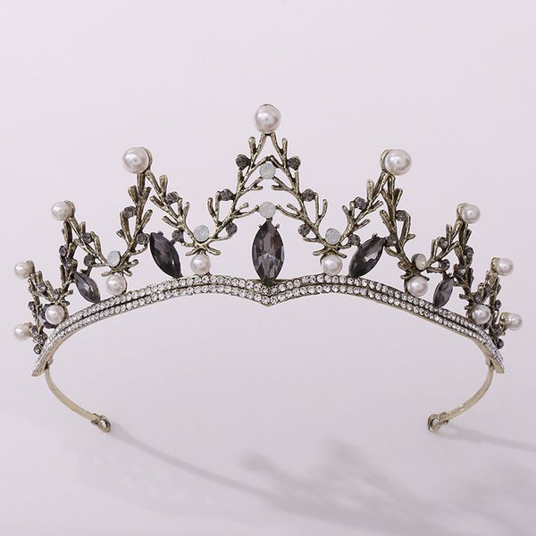 Vintage Black Baroque Tiara squisita forma di corallo a mano Pearl corona ragazza sposa donne gioielli di nozze accessori per capelli lb j0121