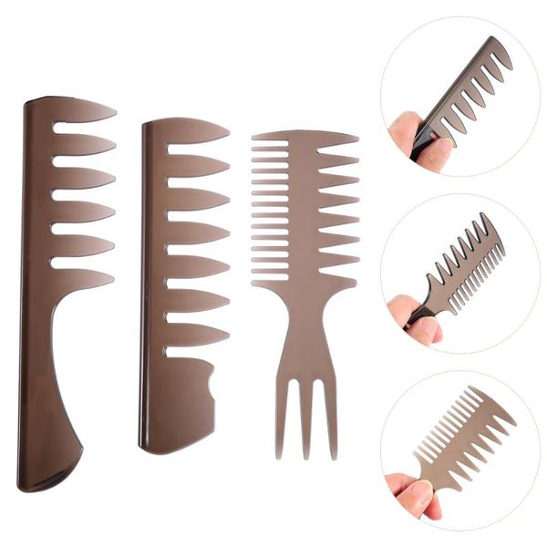 

hair brushes 3pcs wide-tooth combs men styling space, Silver
