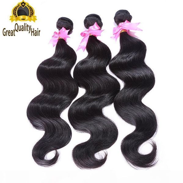 

hipping wholesale unprocessed 100 human hair extensions malaysian indian peruvian hair body wave hair weaves, Black