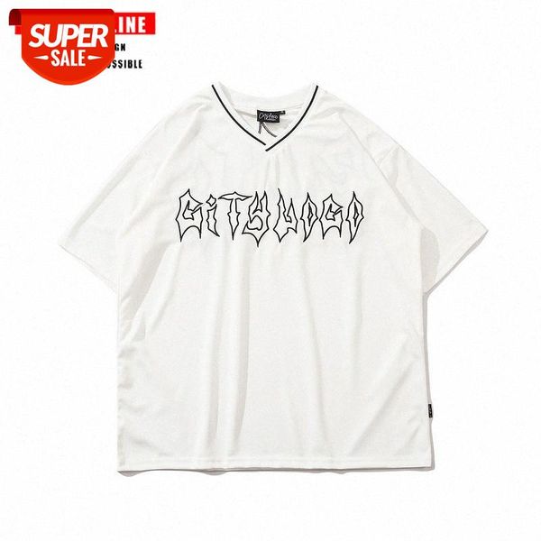 

streetwear men american retro street hip-hop embroidery short-sleeved t-shirt vibe style west coast gangster half-sleeved couple short #it8g, White;black