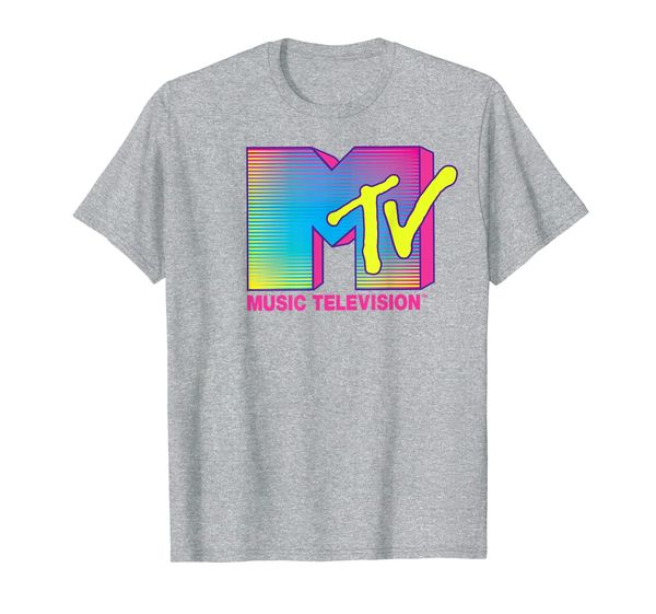 

mtv logo fluorescent colors graphic t-shirt, White;black