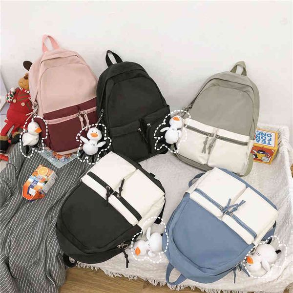 

korean style fashion women's backpack canvas waterproof school bag large 2021