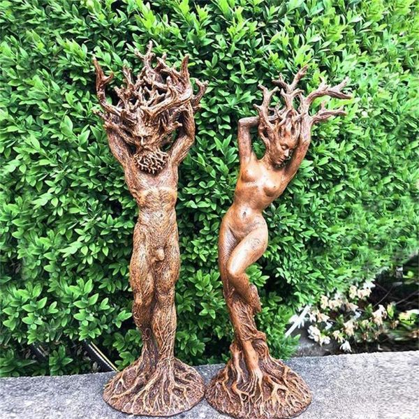 NewDecorative objetos Figurines Forest God and Goddess Estátua Decoração ao ar livre Resina Figurine Ornamento Jardim Art Sculpture Home RRD1242