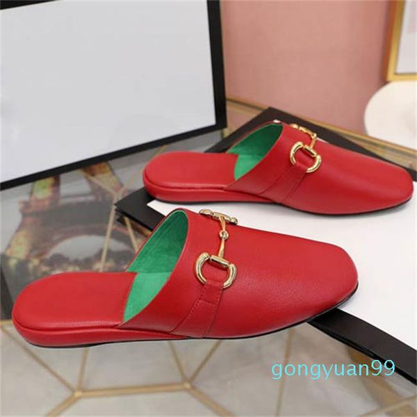 

luxury leather loafers designer slipper women shoes with buckle fashion women princetown slippers ladies casual mules flats 35-41, Black