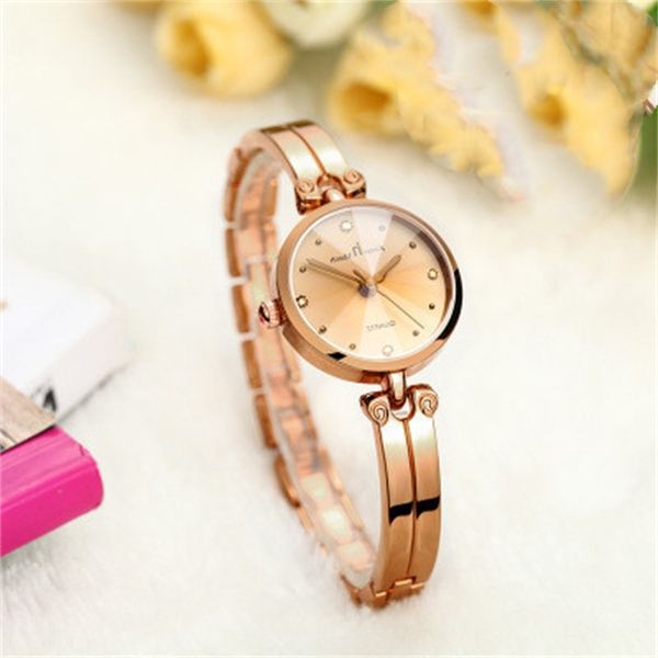 

korean fashion bracelet women's trend waterproof simple female quartz watch rose gold lady present, Slivery;brown