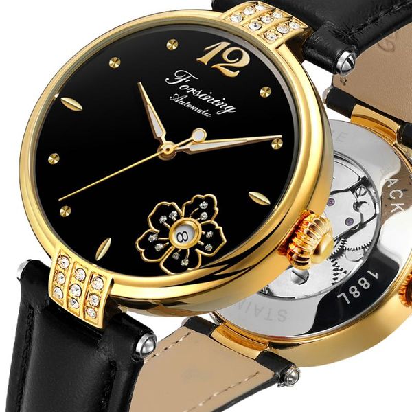 

wristwatches luxury fashion brand forsining 2021 women's watch auto day date mechanical ladies automatic wrist gift for women, Slivery;brown
