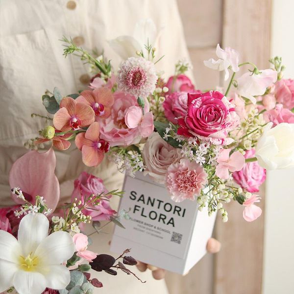 

gift wrap flower box 1pcs square portable wedding companion small boxes florist arrangement materials