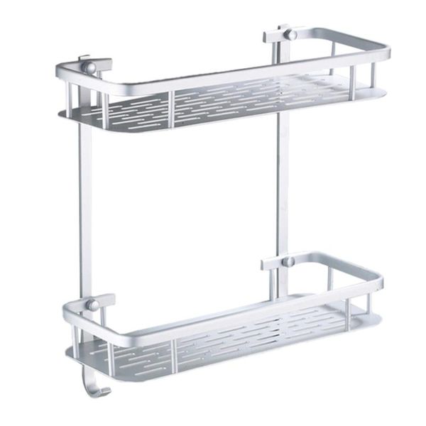 

hooks & rails wall storage rack double layer shelf kitchen space saving sundries
