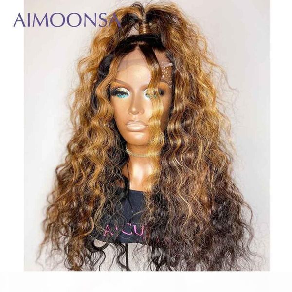 

honey blonde lace front wigs deep wave frontal wig 180 density lace front wig ombre human hair blonde 13x4 frontal remy, Black;brown