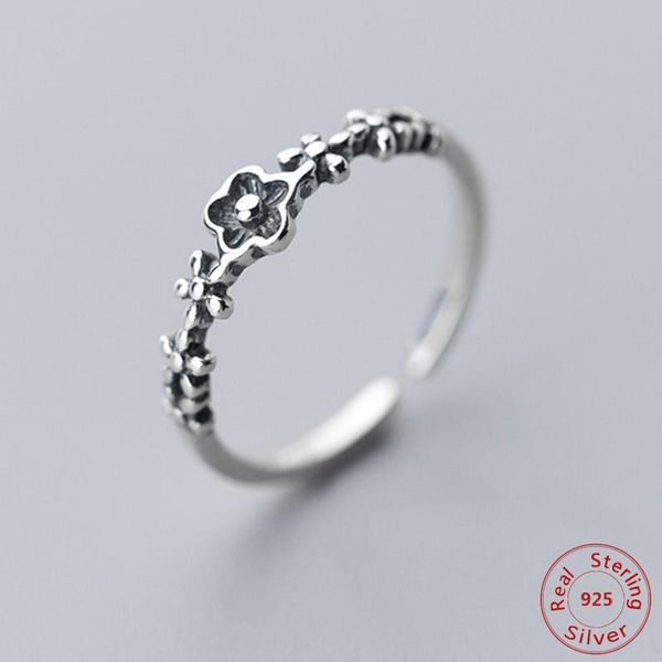 

cluster rings elegant flowers finger 925 sterling silver jewelry for women fashion adjustable open ring, Golden;silver
