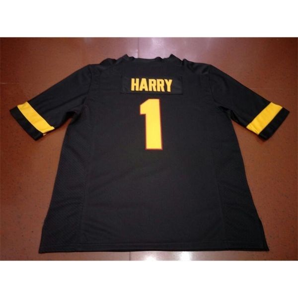 

001 arizona state sun devils n'keal harry #1 real full embroidery college jersey size s-4xl or custom any name or number jersey, Black