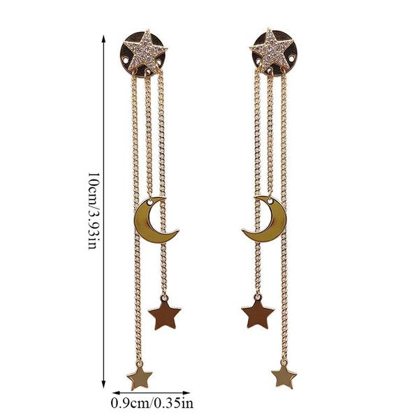 

dangle & chandelier star moon long tassel earrings for women 2021 korean crystal temperament pendant jewelry, Silver