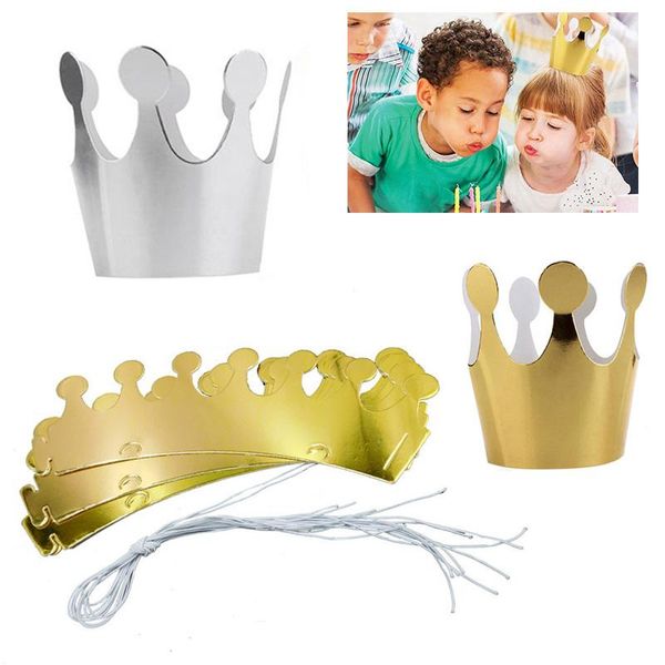 

party hats 10pcs gold silver birthday cap paper kids happy princess crown decoration festive supplies