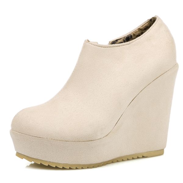 

tow lower thickness wedge heel ankle high ankle-proof platform dwaterproof internal water reinforcement of the bottom boots short teddy nxku, Black